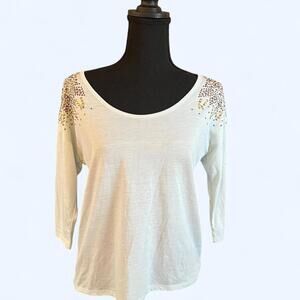 White Vintage 2000s Eyelash Couture with gold rhinestone details Size XS